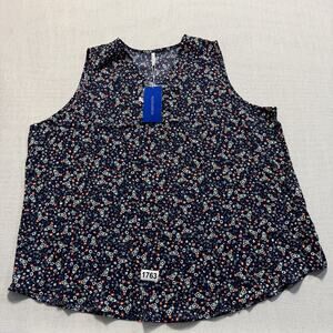 Aligadou Floral Button Back Knit Tank Top Women Sz 3XL Multicolor Brand New